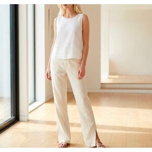 ATOIR Size 10 For U Pant Off White Cotton Blend Wide Leg Split Hem Trousers
